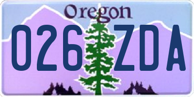 OR license plate 026ZDA