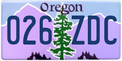 OR license plate 026ZDC