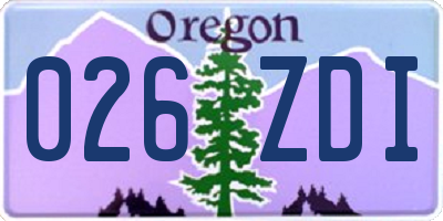 OR license plate 026ZDI