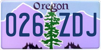 OR license plate 026ZDJ