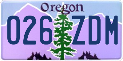 OR license plate 026ZDM