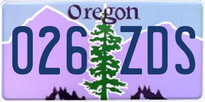 OR license plate 026ZDS