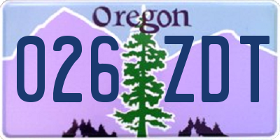 OR license plate 026ZDT