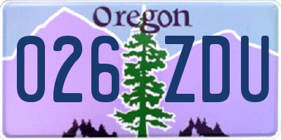 OR license plate 026ZDU