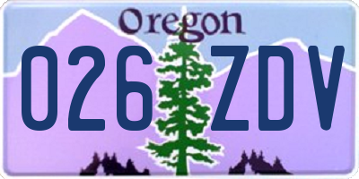 OR license plate 026ZDV