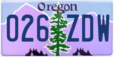 OR license plate 026ZDW