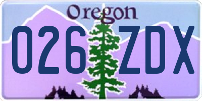 OR license plate 026ZDX