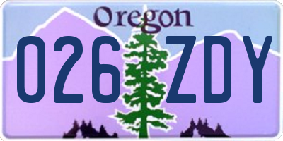 OR license plate 026ZDY