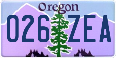 OR license plate 026ZEA
