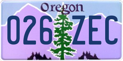 OR license plate 026ZEC