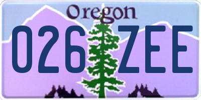 OR license plate 026ZEE