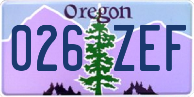 OR license plate 026ZEF