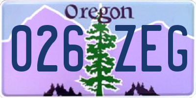 OR license plate 026ZEG