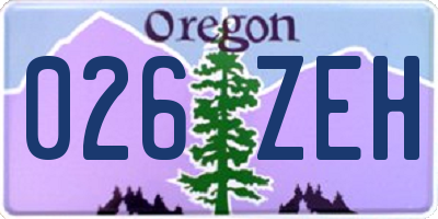 OR license plate 026ZEH