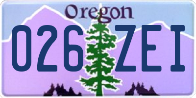 OR license plate 026ZEI