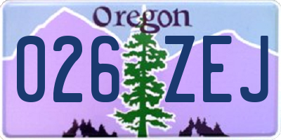 OR license plate 026ZEJ