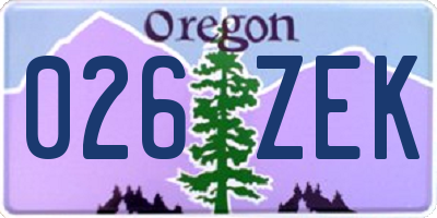 OR license plate 026ZEK