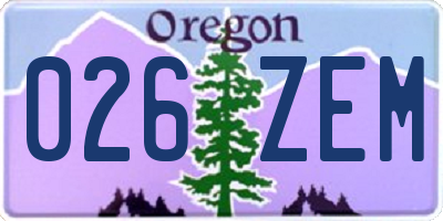 OR license plate 026ZEM