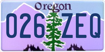 OR license plate 026ZEQ