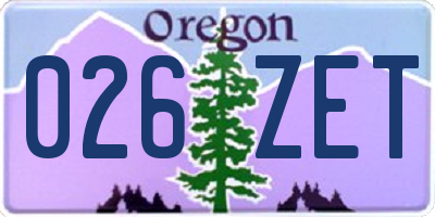 OR license plate 026ZET