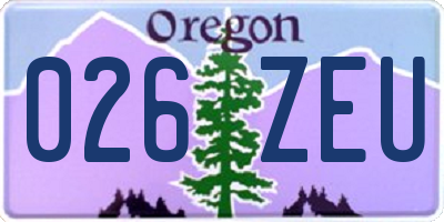 OR license plate 026ZEU