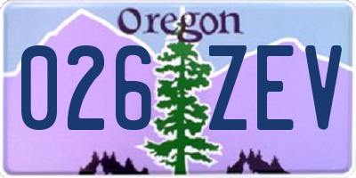 OR license plate 026ZEV