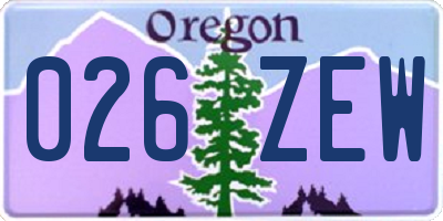 OR license plate 026ZEW