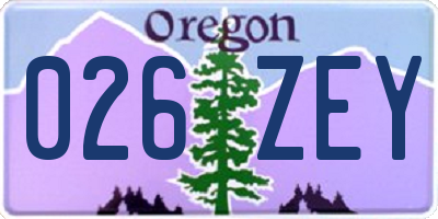 OR license plate 026ZEY