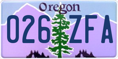 OR license plate 026ZFA