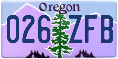 OR license plate 026ZFB