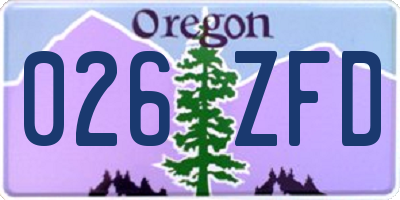 OR license plate 026ZFD