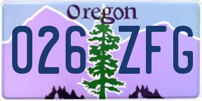 OR license plate 026ZFG