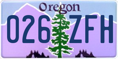 OR license plate 026ZFH
