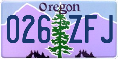 OR license plate 026ZFJ