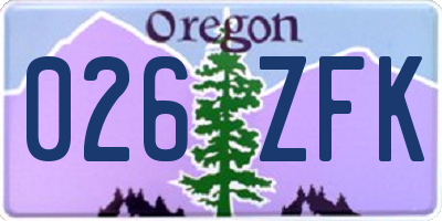 OR license plate 026ZFK