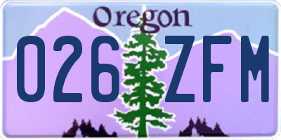 OR license plate 026ZFM