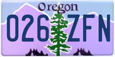OR license plate 026ZFN