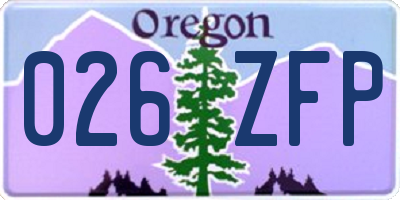 OR license plate 026ZFP