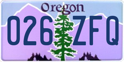 OR license plate 026ZFQ