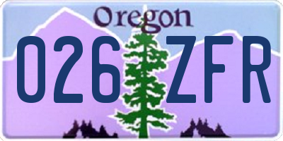 OR license plate 026ZFR