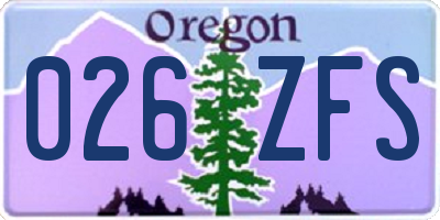 OR license plate 026ZFS