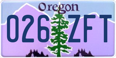 OR license plate 026ZFT