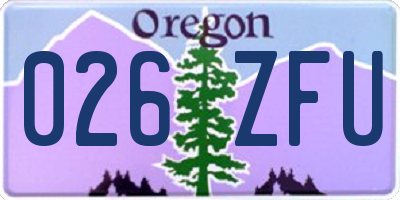 OR license plate 026ZFU