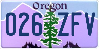 OR license plate 026ZFV