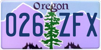 OR license plate 026ZFX