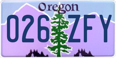 OR license plate 026ZFY