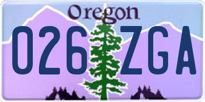 OR license plate 026ZGA