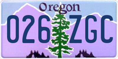 OR license plate 026ZGC
