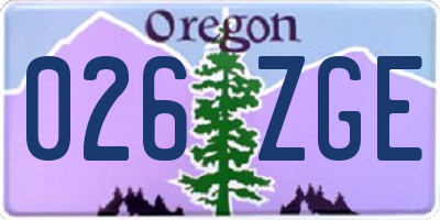 OR license plate 026ZGE