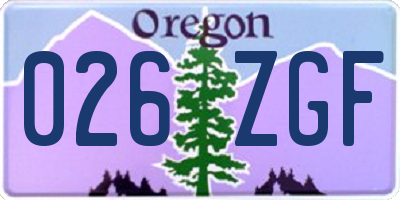 OR license plate 026ZGF